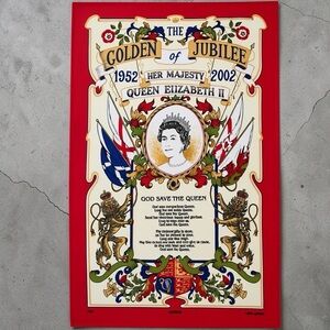 Vintage Cotton Tea Towel Golden Jubilee of Her Majesty the Queen Elizabeth ll